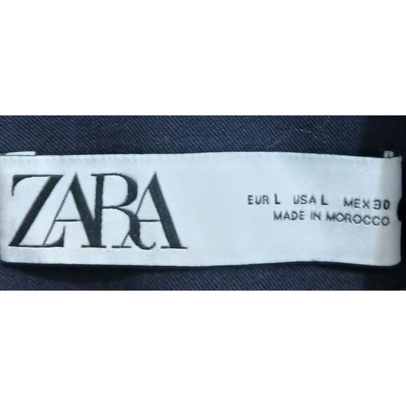 Zara womens large lightweight double Breasted trench jacket viscose navy blue - Picture 4 of 6